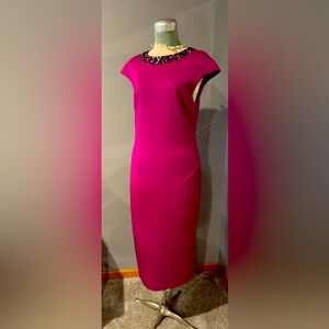 Ted Baker dress with rhinestone collar, back zipper Womens ER 3